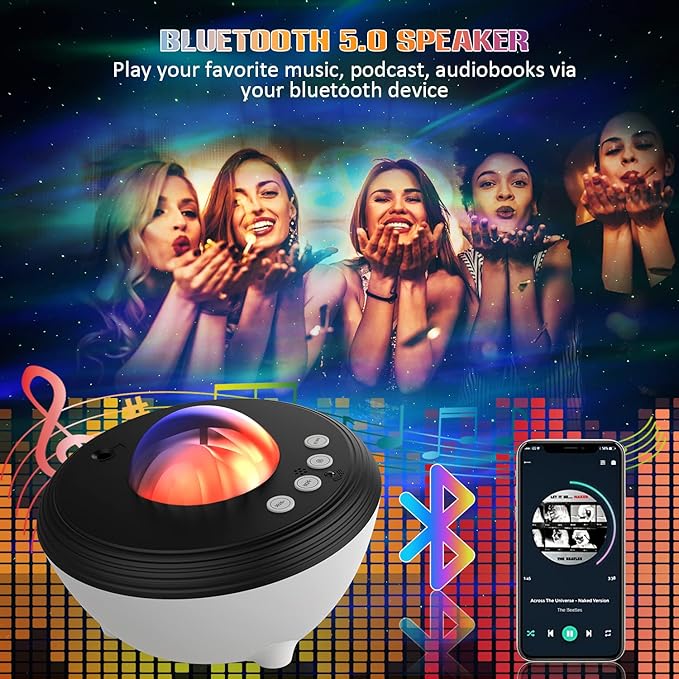 Northern Galaxy Light Aurora Projector,LED Star Projector for Bedroom Nebula Lamp, Remote Control, White Noises,Bluetooth Speaker,Night Light Galaxy Projector for Adults,Bedroom,Living Room