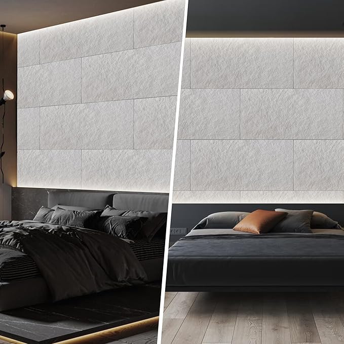 KASARO PU 3D Faux Stone Wall Panels, 4 PCS Wainscoting Panel for Interior Wall Decor, Cement Texture Accent for Home, Office, 47.2×23.6inch, Cement White