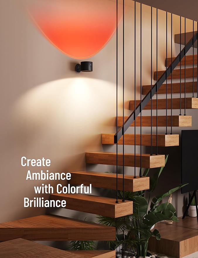 Joyzy Wall Light Battery Operated Rechargeable RGB LED Wall Lighting Colorful Picture Light Two-Headed Lights for Bedroom, Remote Touch Control Wall Mounted Lamps with Magnetic Wall Sconce