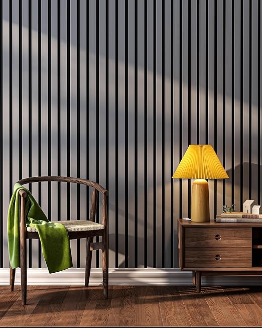 94" x 24" Acoustic Wood Slat Wall Panels – Modern Decorative Soundproof Panels for Walls & Ceilings, Premium Noise-Reducing Wood Paneling for Home & Office (Set of 10) (Space Grey)