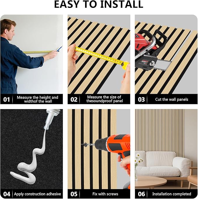 2pcs Wood Slat Acoustic Panels-47.2x23.6 inch Acoustical Wall Panels,Large Soundproof Panels,Self-Adhesive Sound proof Panels for Walls,Acoustic Treatment for Recording Studio&Ofice(Oak)