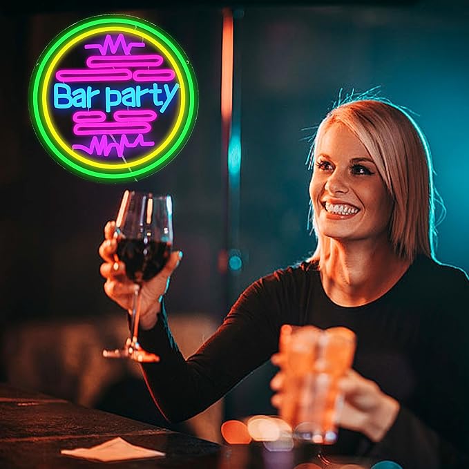 Bar Party Neon Sign Dimmable Unique Bar Neon Light for Wall Decor USB Power Heartbeat Party LED Light Sign for Man Cave Birthday Pub Home Bistro Restaurant Window(12.6 * 12.6In)