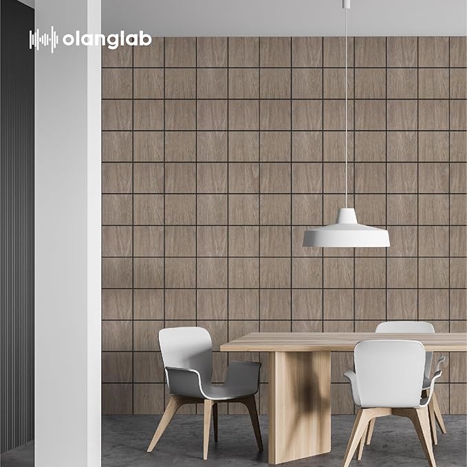 Olanglab Wood Veneer Wall Panels 6 Pack, 24‘’X48‘’ Sound Absorbing Panels for Noise Reduction, Checkered