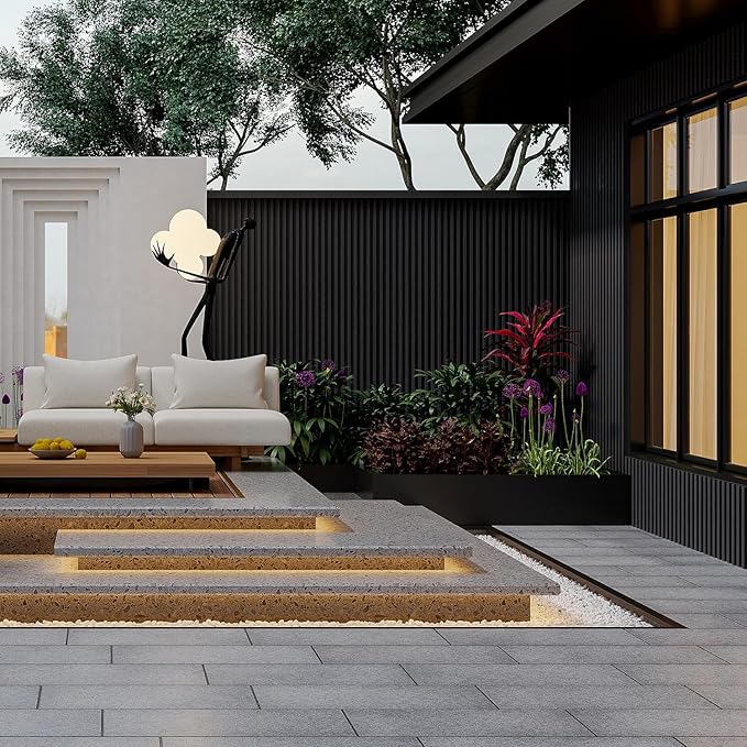 6-Pack Slat Wall Panel with 2 Trims Wood Grain Slat Wall 96" x 6.2" WPC Slats 3D Wall Panels Black Grille