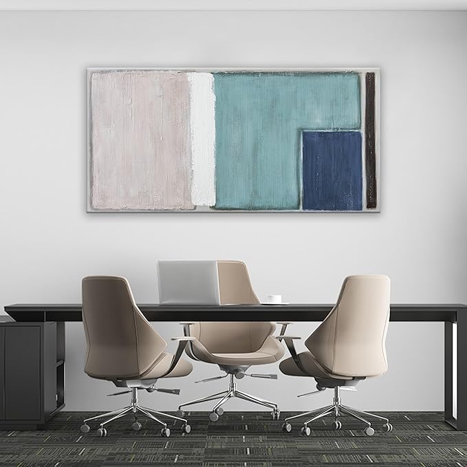 Abstract Wall Art For Living Room Canvas Art Prints Teal Blue And Light Brown Red Canvas Art Wall Decor Color Block Line Art Painting Modern Artwork Decor For Bedroom Kitchen 24x48 In