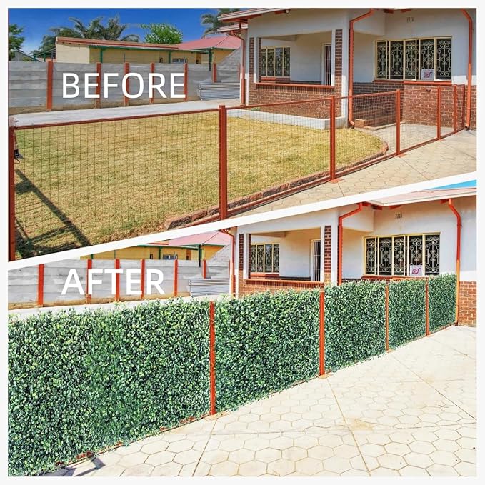 12Pcs 10"x10" Artificial Grass Wall Boxwood Panels Greenery Wall Backdrop Fake Hedge Wall Panels for Indoor Outdoor Garden, Grass Wall Decor Privacy Hedge Screen Patio Party Wedding