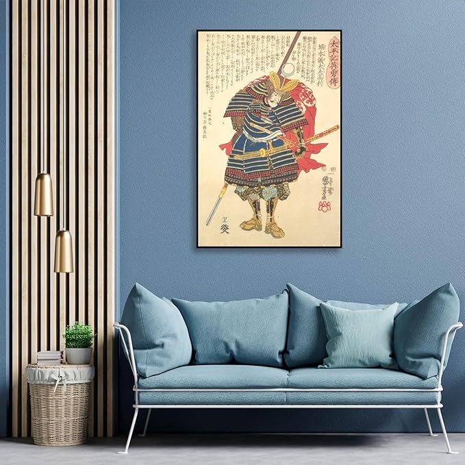 OKRA Utagawa Kuniyoshi Canvas Wall Art Horimoto Gidayu Takatoshi Poses Poster Japanese Ukiyo-E Woodcut Art Animal Nature Landscape Poster Japanese Classic Wall Decor Unframed 16×24in/40×60cm