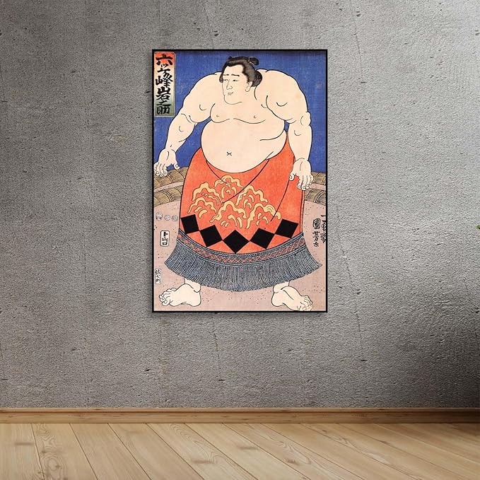 OKRA Utagawa Kuniyoshi Canvas Wall Art Sumo Wrestler Poses Poster Japanese Ukiyo-E Woodcut Art Animal Nature Landscape Poster Japanese Classic Wall Decor Unframed 20×30in/50×75cm