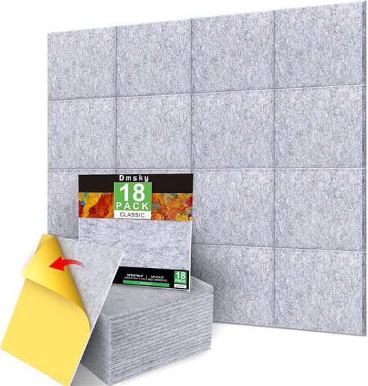 18 Pack Gray Acoustic Panels 12"X12"X 0.4" Soundproof Wall Panels Wall Decoration Sound Absorbing Panel High-Density Sound Deadening Panels Acoustic Treatment Panel For Home Studio