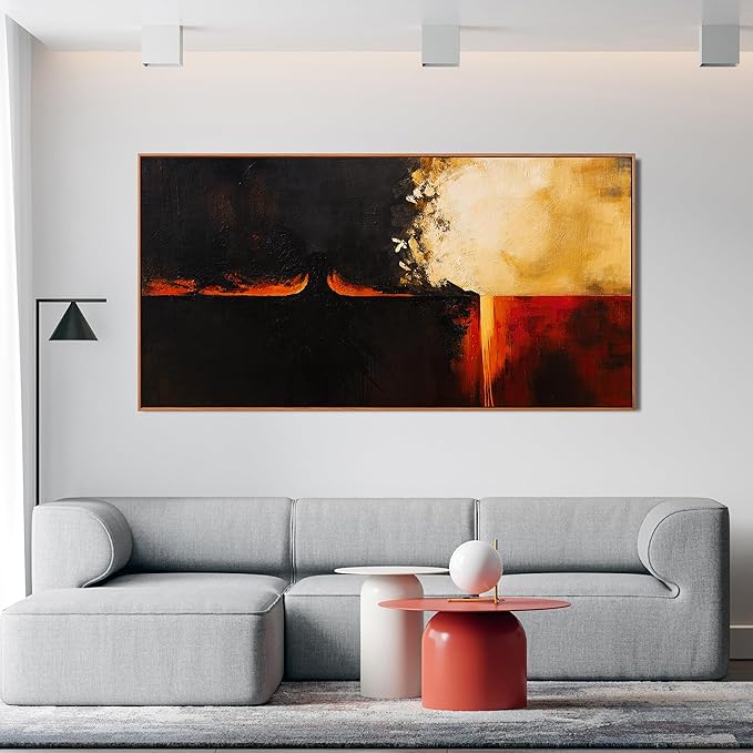 Canvas Wall Art Decor Large Abstract Wall Art Prints Wall Pictures For Living Room Black Red Vintage Wall Art Decorations Abstract Canvas Art Wall Decor Bedroom Office Aesthetics Wall Art Decor 29" x 58"