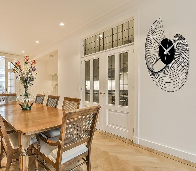 Abstract Large Metal Wall Clock - Modern Kinetic Sculpture Wall Art | Unique Geometric Silent Clock for Living Room, Office & Contemporary Home Decor (90x90 cm / 35x35 inches)