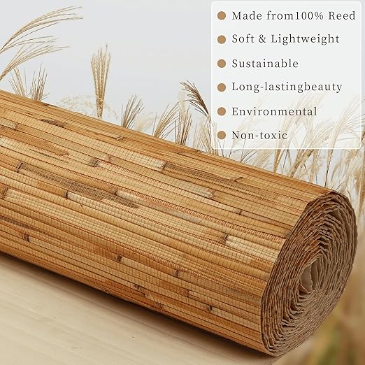 216'' x 35'' 3D Art Natural Reed Wall Panel-Lightweight & Flexible Wall Decor for Wall Covering, Ceiling Decor, Furniture Accents – DIY-Friendly, Tropical Style for Home & Commercial Spaces