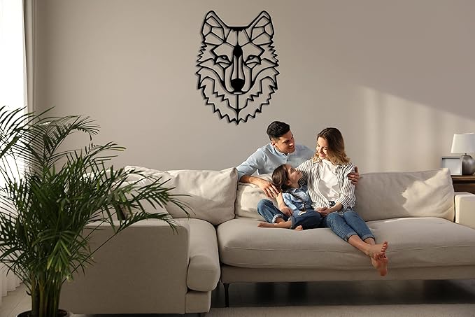 Metal Wall Art - Wolf Head - 3D Wall Silhouette Metal Wall Decor Home Office Decoration Bedroom Living Room Decor Sculpture (13" W x 18" H/33x46cm)