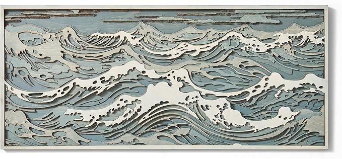 NEODECO Parametric Wood Waves wall decor, 3D wood wall sculpture, Waves in the Stormy Ocean Wood Wall Art, Abstract wall decor, Acoustic wall panel (Medium)