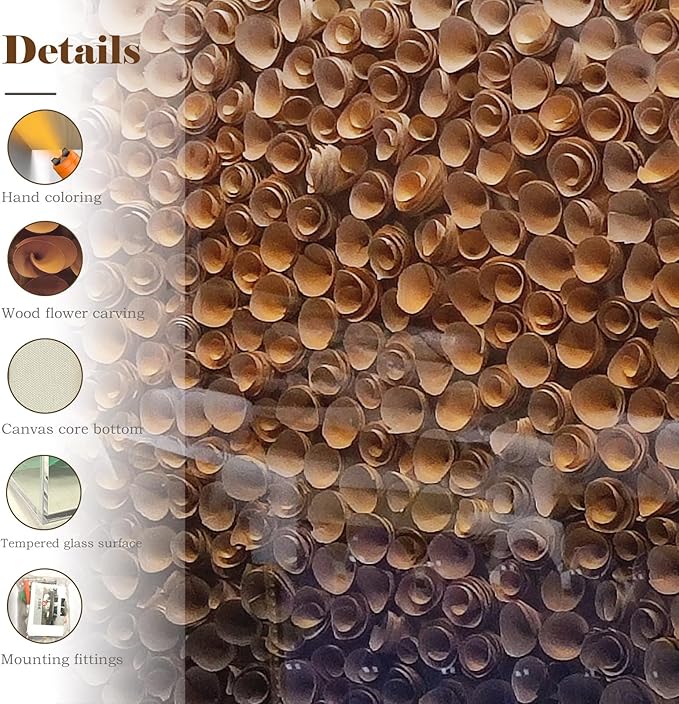 BrightA Natural Wood Paper Cylinder Wall Art Brown Gradient Color Circular Design with Earthy Tones Framed Artwork Modern Minimalist Home Decor for Living Room 59"x59"