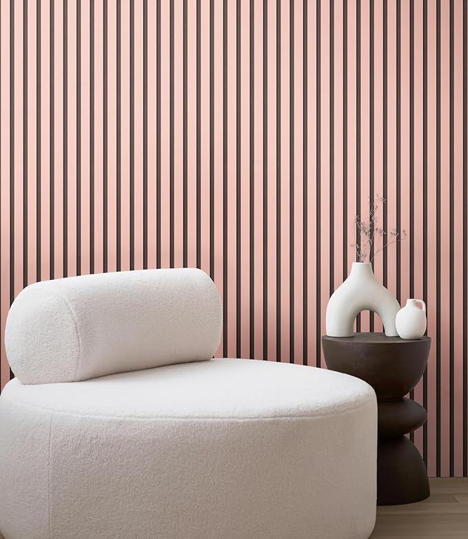 A.S. Création Non-Woven Wallpaper with Wall Panel Motif 0,53 x 10,05 m - Pink Black - Wood Look Wallpaper Made in Germany - 786281