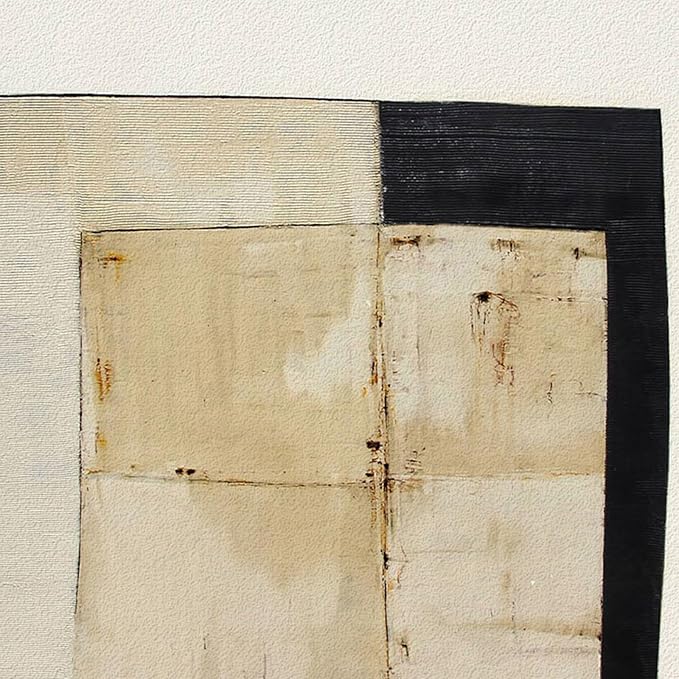 4 Piece Framed Neutral Abstract Wall Art Set, Tan and Black Geometric Modern Pictures Prints, Minimalist Luxury Paintings Artwork for Bedroom, Bathroom, Hallway and Living Room 12x12 Inch