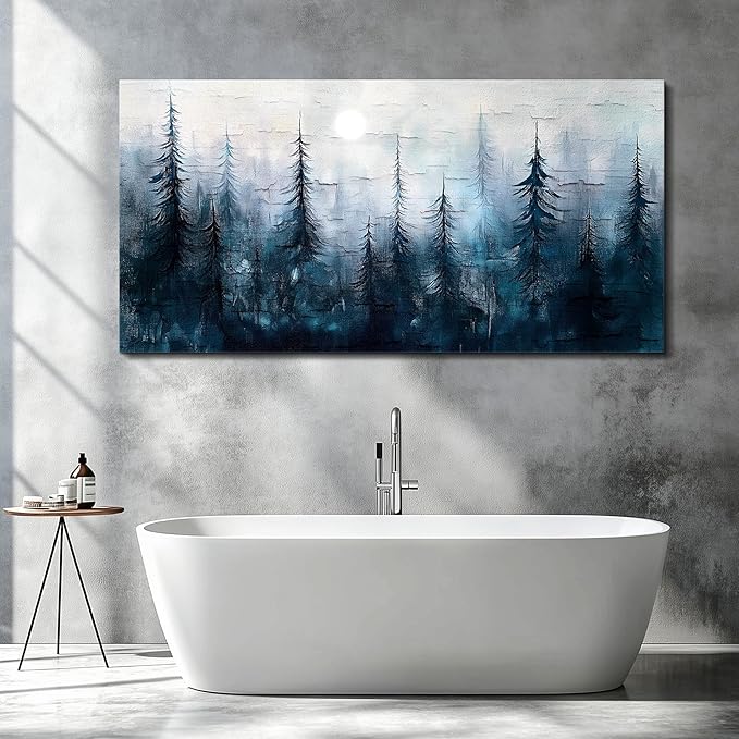 KELIYUAN Canvas Wall Art For Living Room Bedroom Wall Decor For Office Room Hallway Decoration Mural Modern Abstract Foggy Forest Landscape Prints Artwork Pictures Ready To Hang Home Decor 20x40 In