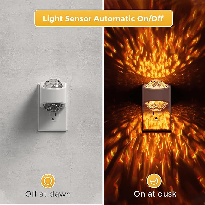 L LOHAS LED Projector Night Light,2 Pack Plug in Night Light with Light Sensor,Multi-Color Nightight for Kids Playroom Christmas Party Gift