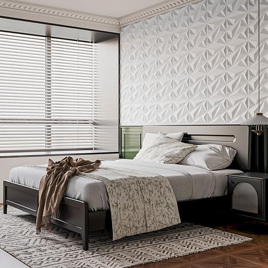 Art3dwallpanels 33 Pack 3D Wall Panel Diamond for Interior Wall Décor, PVC Flower Textured Wall Panels for Living Room Lobby Bedroom Hotel Office, White, 12''x12'' Cover 32.Sq.Ft.