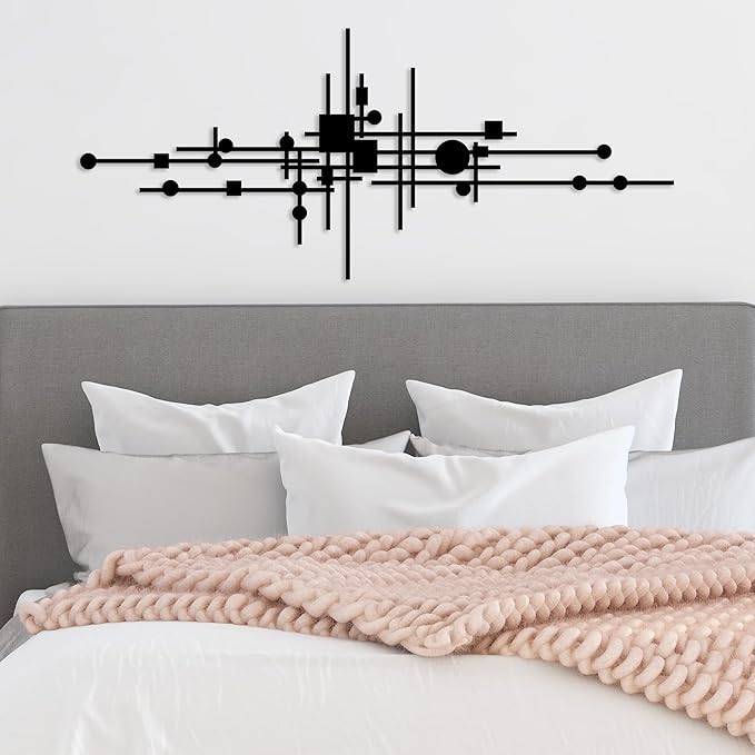 Modern Geometric Abstract Metal Wall Art, Modern Luxury Wall Decor, Mid Century Sign, Large Metal Wall Sculpture for Home, Layered Wall Decoration, Wall Hanging for Hallway Decor