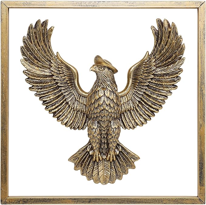 Bird Wall Art Decoration Sculpture(Eagle,Gift Metal Frame)- Exquisite Wall Hanging Sculptures for Living Room, Bedroom, Office - Handmade Home Art Decor & Unique Housewarming Gift