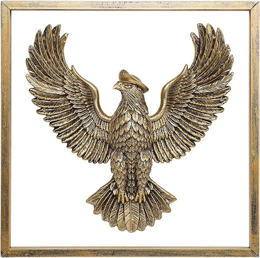 Bird Wall Art Decoration Sculpture(Eagle,Gift Metal Frame)- Exquisite Wall Hanging Sculptures for Living Room, Bedroom, Office - Handmade Home Art Decor & Unique Housewarming Gift