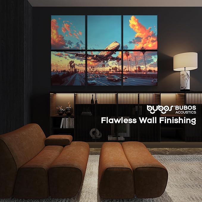 BUBOS 6 Pack Art Acoustic Panels Soundproof Wall Panel,70.8X47.2 Inches Large Absorbing Panel,Self-Adhesive Decorative Acoustical Panels, Acoustic Treatment for Home（Urban Wings）