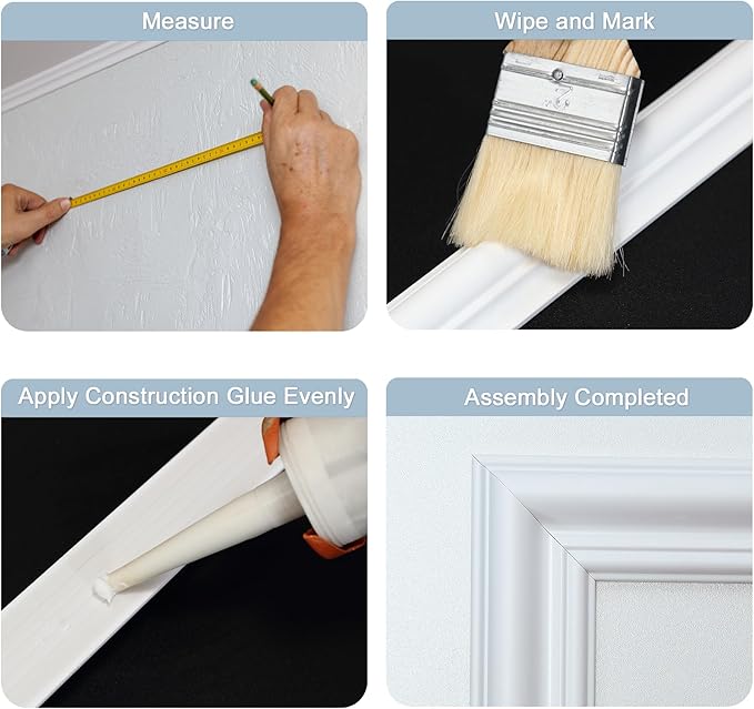 6-Frame Pre-Cut Accent Wall Molding Kit, Premade Wainscoting Chair Rail Moulding Panel Set for Interior Home Decoration (Widened to 2.16''W Each,24pcs)