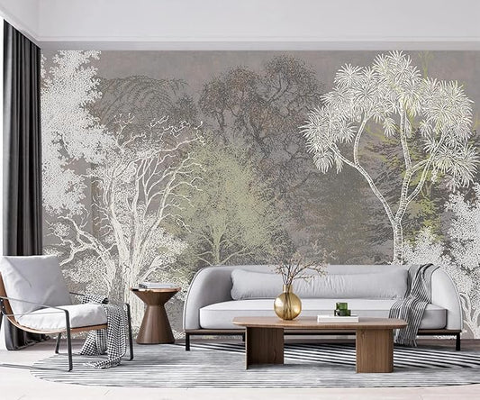 -Hand-Painted Wood Bedroom Wallpaper XT21 L 180" x 115"