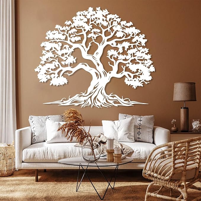 LARNT Tree of Life Metal Wall Art, Tree of Life Decor, Metal Branch Art for Wall, Nature Hanging, Farmhouse Sign, Living Room Wall Decor (Black 1, 30L x 25W)