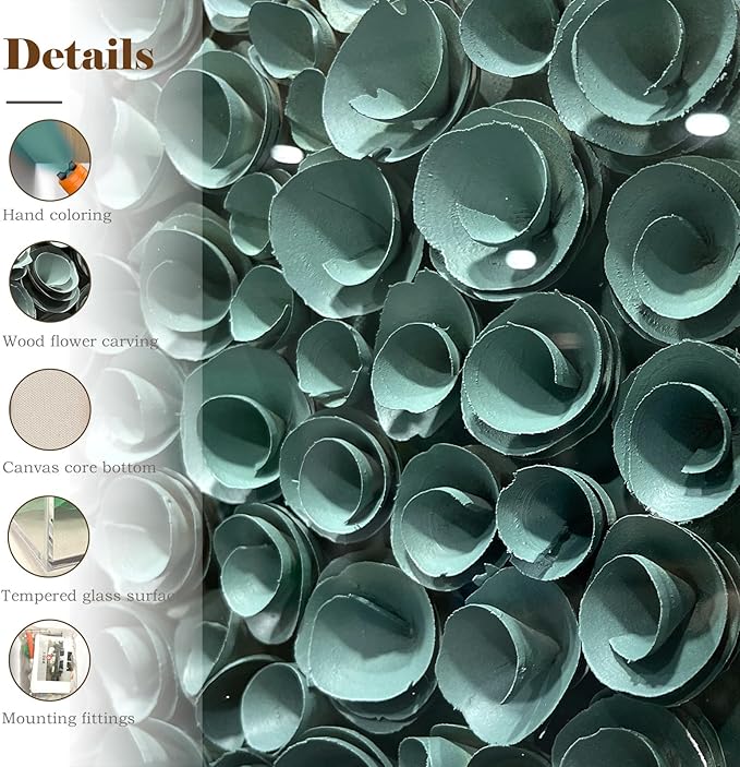 LIUZEYUE - Modern Abstract Wall Art Living Room Handmade Wood Flower 3D Wall Decoration Entrance Wall Decoration Green 31.5"x31.5"