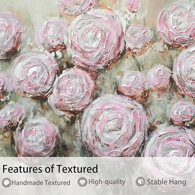 Arjun Floral Wall Art Living Room Rose Canvas Wall Art for Bedroom Flower Extra Large Painting, Christmas Gift Textured Artwork Picture Home Office Dining Room Wall Decor, 58"x29"