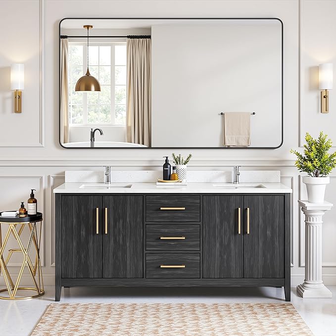 Antok Wall Mirror, 30"x50" Bathroom Vanity Mirror, Anti-Rust HD Tempered Glass, Wall Mounted Mirrors for Living Room, Entryway, Black Frame, Rect