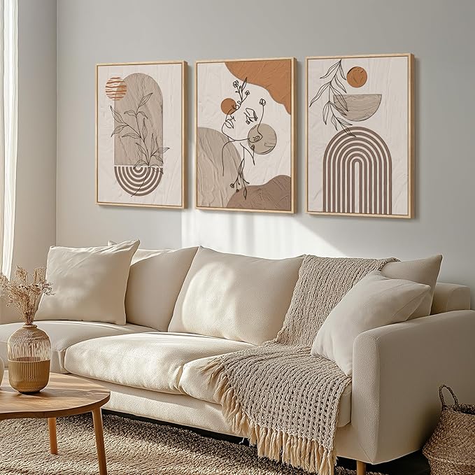 Boho Canvas Wall Art Set of 3, Abstract Woman Face Prints, 30x60 Inch, Living Room, Bedroom Office Decor