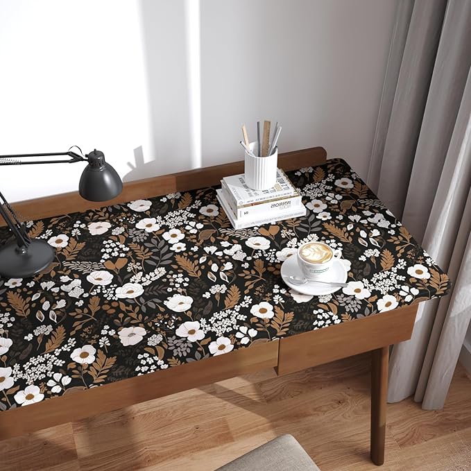 Brown Floral Peel and Stick Wallpaper Boho Leaf Contact Paper Dark Flower Removable Self Adhesive Waterproof Wall Paper for Cabinet Drawers Wall Decor Renter Friendly 17.5''x78.7''