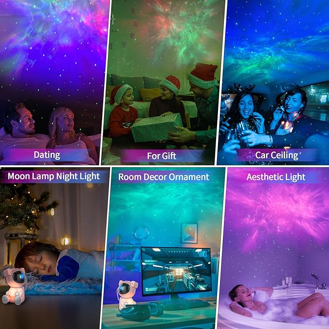 Astronaut Galaxy Projector, Star Projector with Timer and Remote, Night Light with Moon Lamp, LED Nebula Lamp for Kids Adults, Room Decor Gift (Pink)
