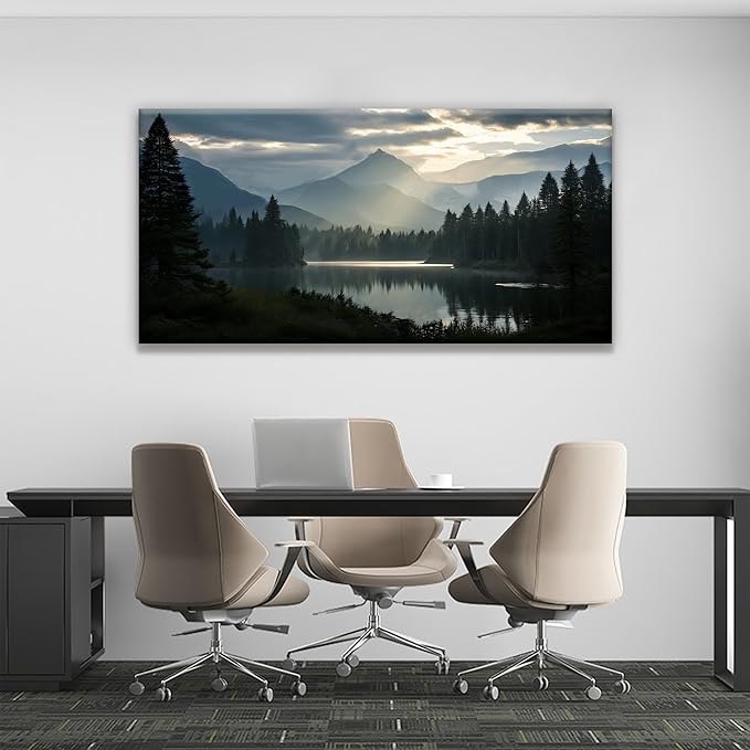 Large Wall Art For Living Room Canvas Art Wall Decor For Office Wall Decorations For Bedroom Forest River Landscape Paintings Modern Pictures Artwork 24x48 In