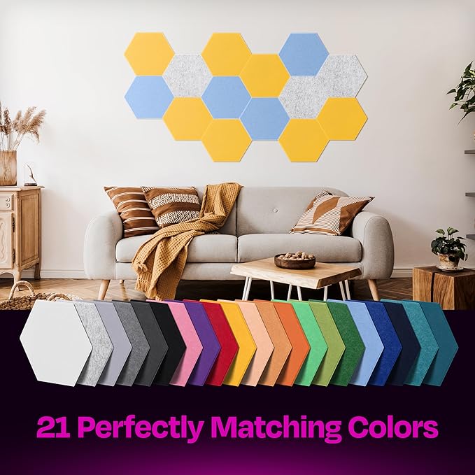 Acoustic Panels 12-Pack Soundproof Wall Panels 12"X10.4"X0.4" Sound Panels High Density Sound Dampening Panels - [Yellow Orange Gold Hexagon]