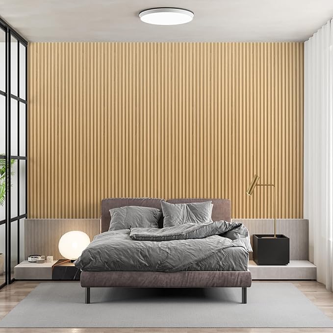 Art3dwallpanels Wood Slat Wall Paneling, 104'' x 6.7'' WPC Soundproof 3D Wall Panels for Interior Wall Decor, 8 Pack Fluted Textured Panel Wall Slats, Oak