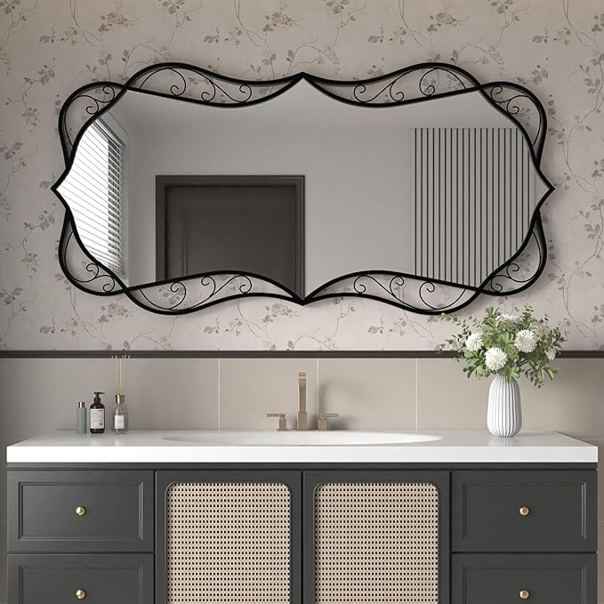 Bathroom Black Wall Mirror: 30"x60" Modern Large Mirror for Wall - Vertical or Horizontal Hanging - Home Decor for Living Room/Entryway/Fireplace/Hallway