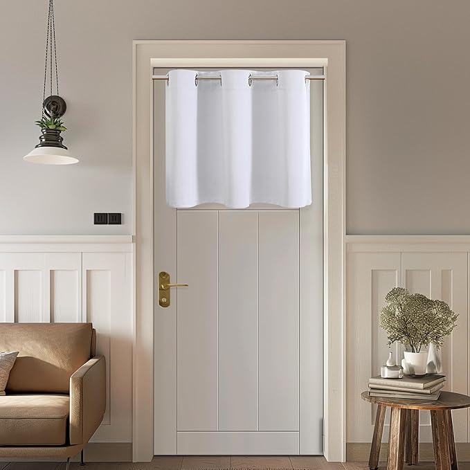 ChrisDowa Blackout Curtains 36 Inches Long for Living Room, Grommet Thermal Insulated Room Darkening Curtains for Bedroom (1 Panel Set, Greyish White, 42W x 36L)