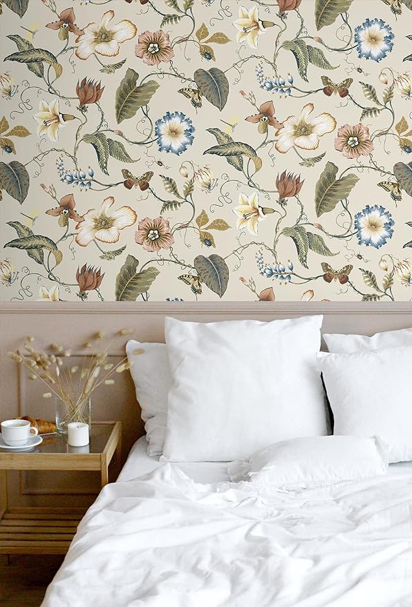 NextWall Summer Garden Floral Peel and Stick Wallpaper (Alabaster)