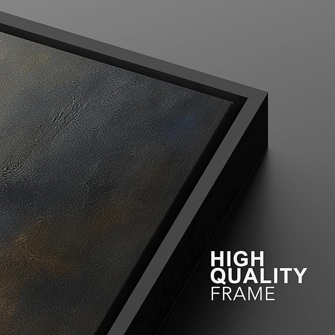 MUDECOR Framed Wall Art Print Set Dark Abstract Modern Contemporary in Navy Blue and Gold Brushstrokes Illustrations Modern Art Decorative Colorful for Living Room, Bedroom, Office - 24"x36"x3 Black