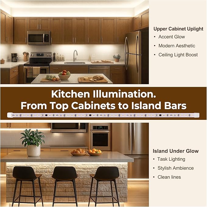48inch Hardwired Under Cabinet Lighting for Kitchen,120V Wired Undercounter Led Strip Lights 6000K White Waterproof, Luces para Cocina Bajo Gabinete Under Shelf Lights for Sink/Workbench