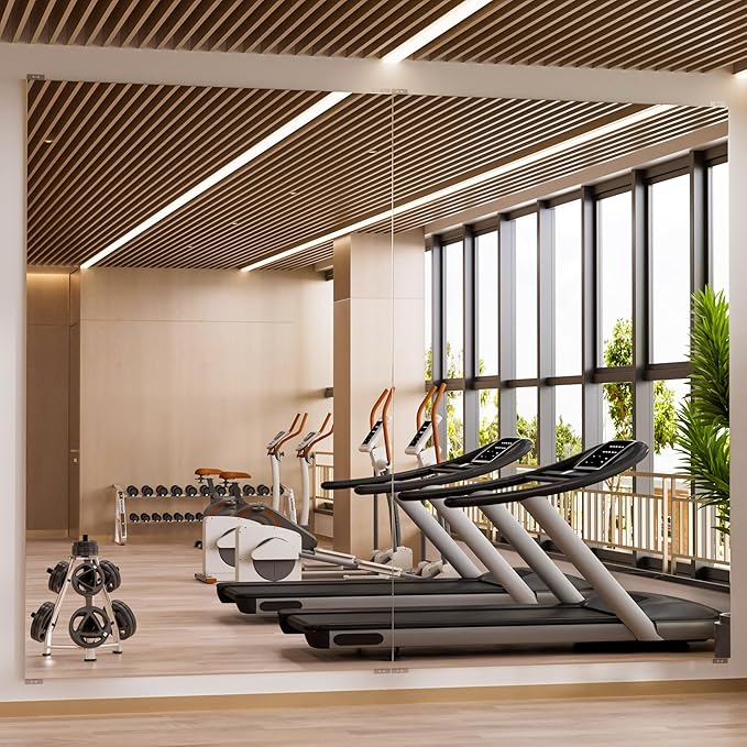 brisafe 2PCS 75" X 47" Gym Mirror - Full Length Wall Mirror for Gyms, Dance Studios, Home and Yoga - Easy Installation, Ultra Light Shatterproof Nano Miorror Reduces 60% Commercial Insurance Costs