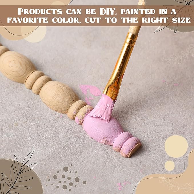 Nuanchu 12 Pcs Unfinished 3D Decorative Wood Trim Molding 15.75inch Decorative Wood Molding Cute DIY Trim for Home Wall Cabinet Shelf Window Door(Gourd Line,15mm)