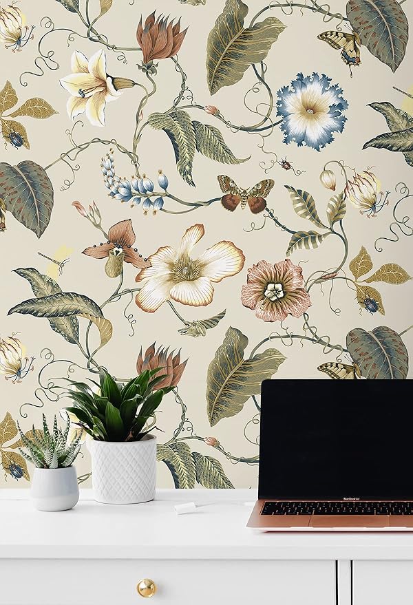 NextWall Summer Garden Floral Peel and Stick Wallpaper (Alabaster)