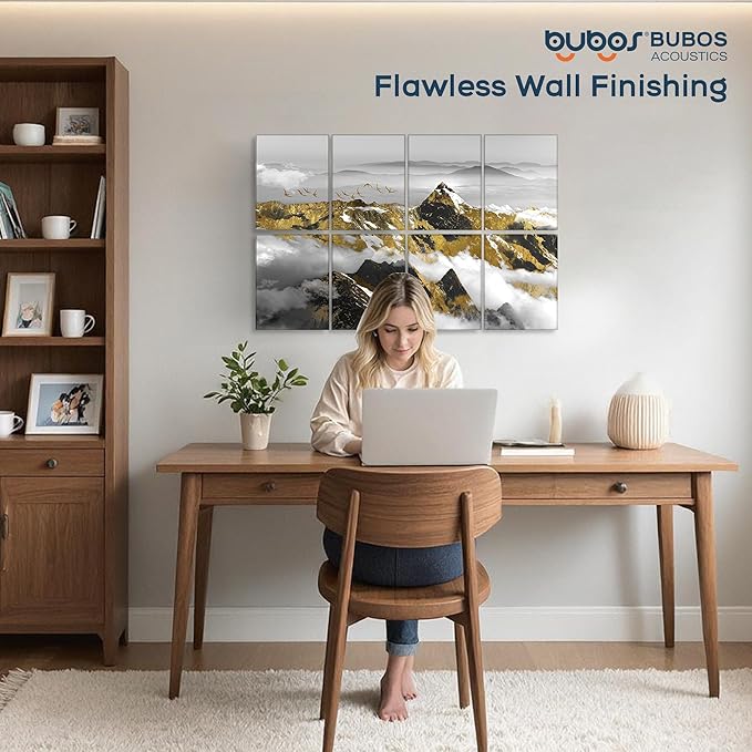 BUBOS 8 Pack Art Acoustic Panels Soundproof Wall Panel,47.2X31.4 Inches Sound Absorbing Panel,Self-Adhesive Decorative Acoustical Wall Panels, Acoustic Treatment for Ceiling Home Office (Mountain)