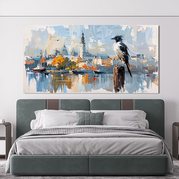 Canvas Wall Art Decor Large Wall Art Pictures for Living Room Art Work for Wall Decor Oversized Modern Landscape Wall Art Prints Artwork for Walls Bird Wall Decorations Bedroom Home Wall Art Decor 29"X58"